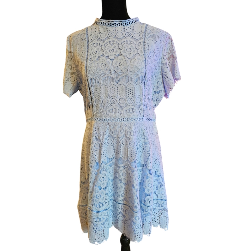 Alter'd State Light Blue Lace Mini Dress Size Large NWT